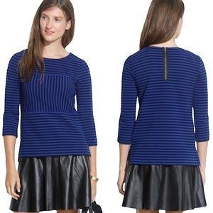 MADEWELL Gallerist ponte blue and black striped top size XS like new